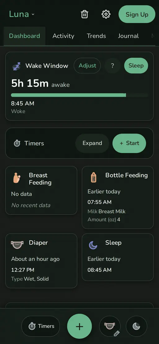 Calm Mode dashboard: vague elapsed times, no warning borders, predictions hidden