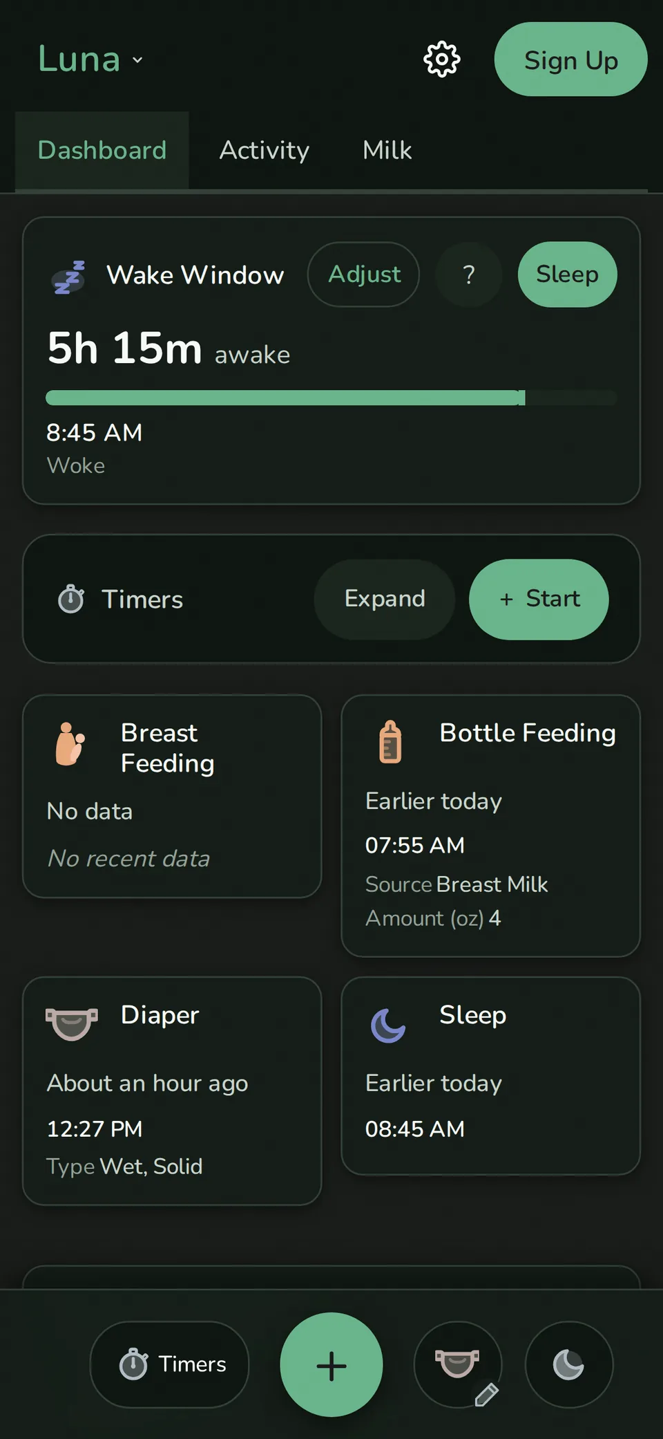 Rhythm dashboard in Calm Mode showing vague times and no warning colors